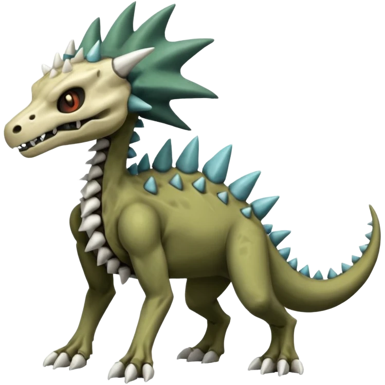Skeletal Cubone-Salandit-Electrike-Zygarde-Marowak-Poochyena-Litten-Fakémon-hybrid-creature (full body), 4 legs emoji