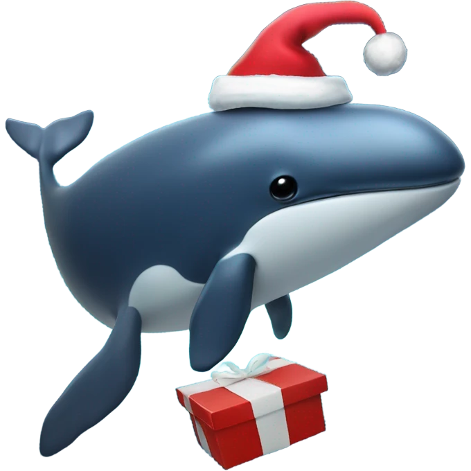 Whale in outer space with a Santa hat emoji