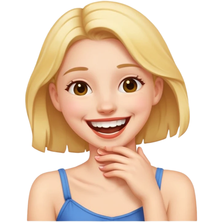 girl holding neck laughing emoji