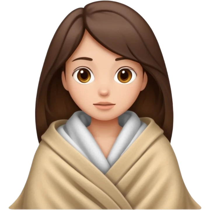 A brunette haired girl in a blanket  emoji