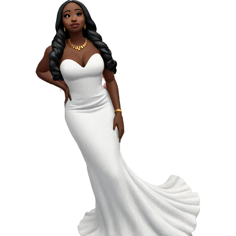 dark-skinned beauty in white dress emoji