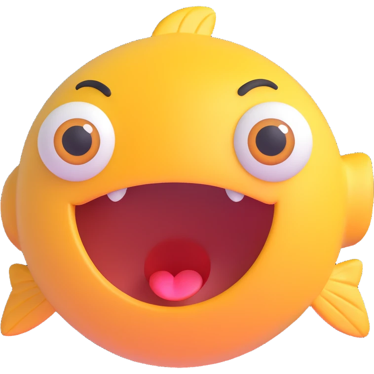 IceJJFish, 3D emoji style, big eyes, open mouth emoji