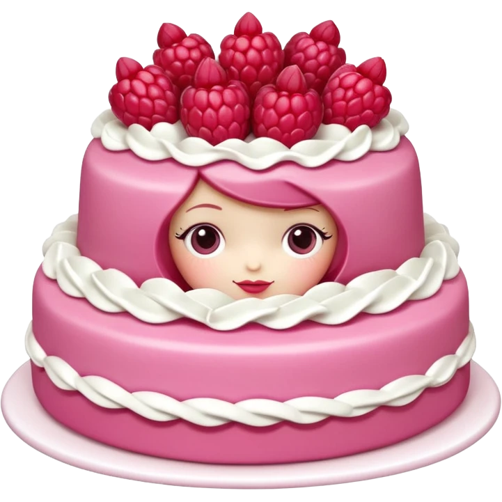 Isolated detaile illustration incredibly adorable modern raspberry torte doll figurine emoji