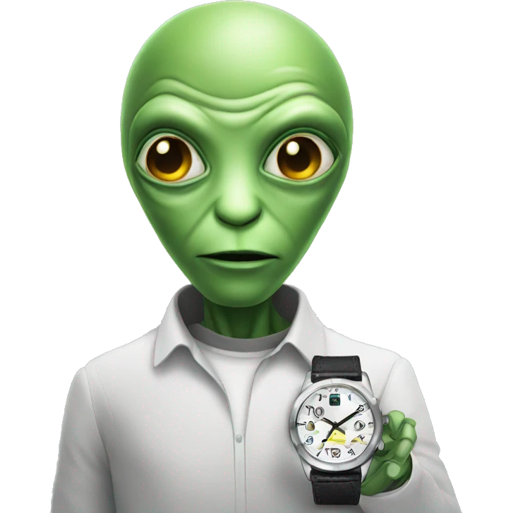 alien wearing a watch  emoji