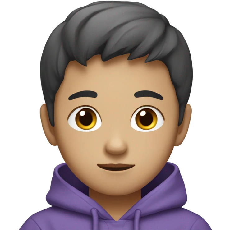 Korean boy in purple Hoodie with laptop emoji