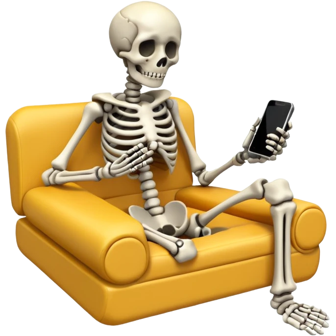 Sad Skeleton Grabs A No Wifi Cellphone And Hotspot emoji