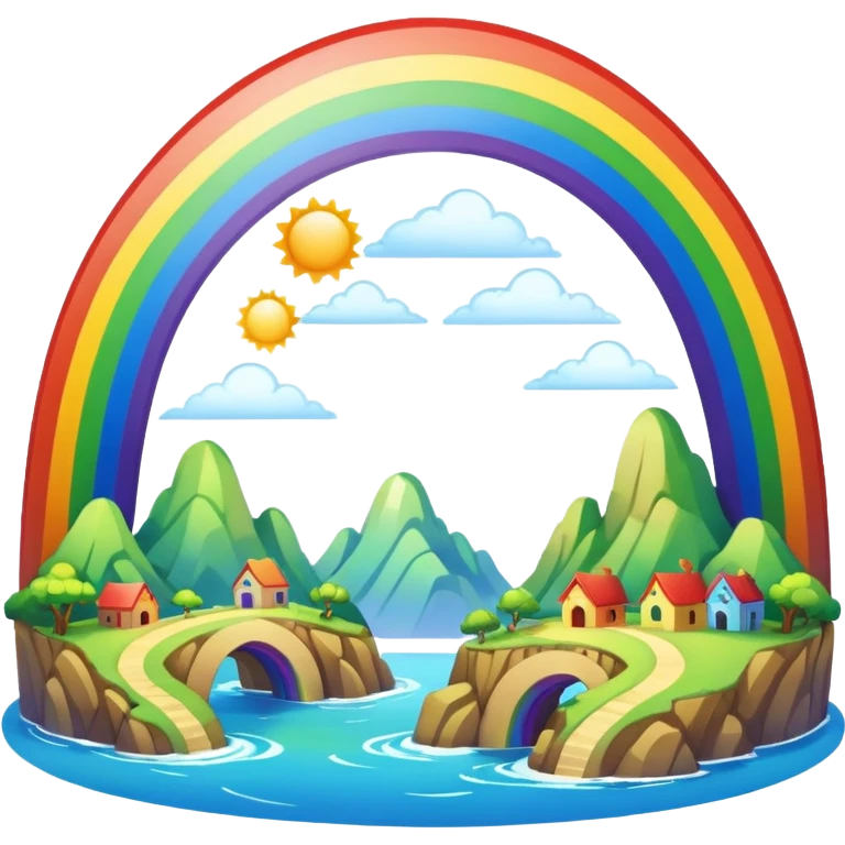 Rainbow Bridge – Arched rainbow connecting flying islands. emoji