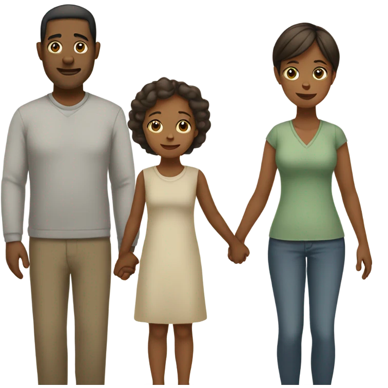 Wife and husband holding toddler girl  emoji