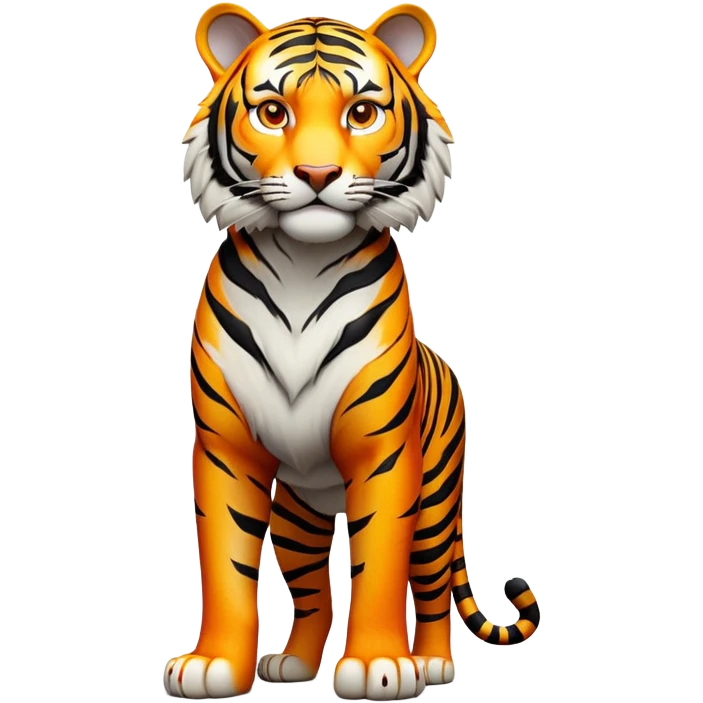 cinematic- noble-tiger-realistic-full-body-standing-emoji,-massive-striped-frame-exuding-power-and-grace,-bold-orange-fur-with-thick-black-stripes,-head-tilted-dramatically,-piercing-yellow-eyes-focused-intensely,-simplified-yet-realistic-focused-features,-highly-detailed,-glowing-with-an-almost-sarcastic-glow expressive eyes emoji
