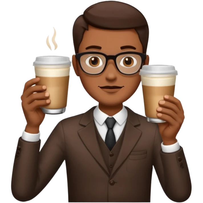 a man with two glasses of coffee emoji