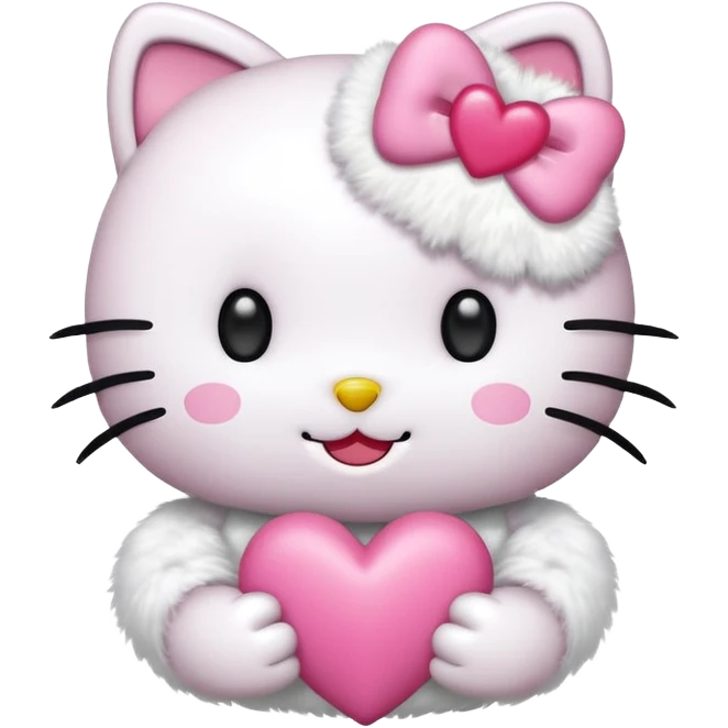 Hello kitty with a pink heart emoji