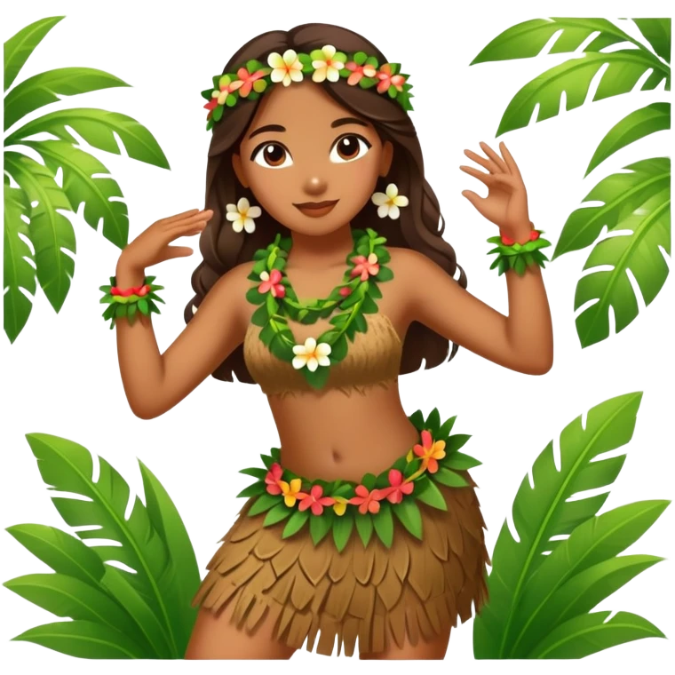 Beautiful Hawaiian girl dancing hula emoji