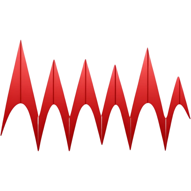 logo on white background showing a waveform morphing into a sheet of text. Clean red and white geometric style, minimal and modern, no text. Represents audio-to-text or video transcription powered by AI emoji