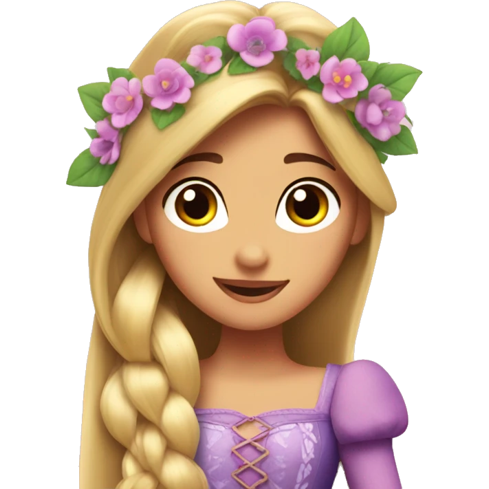 Princess Rapunzel with flowers on her head emoji