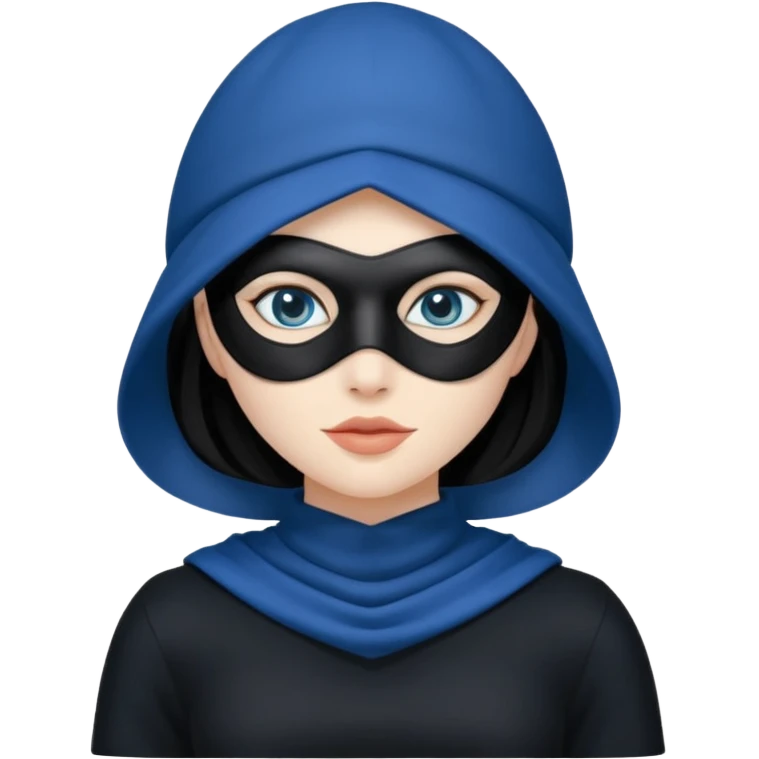thief, blue hat, thief mask, thief black  dress. emoji