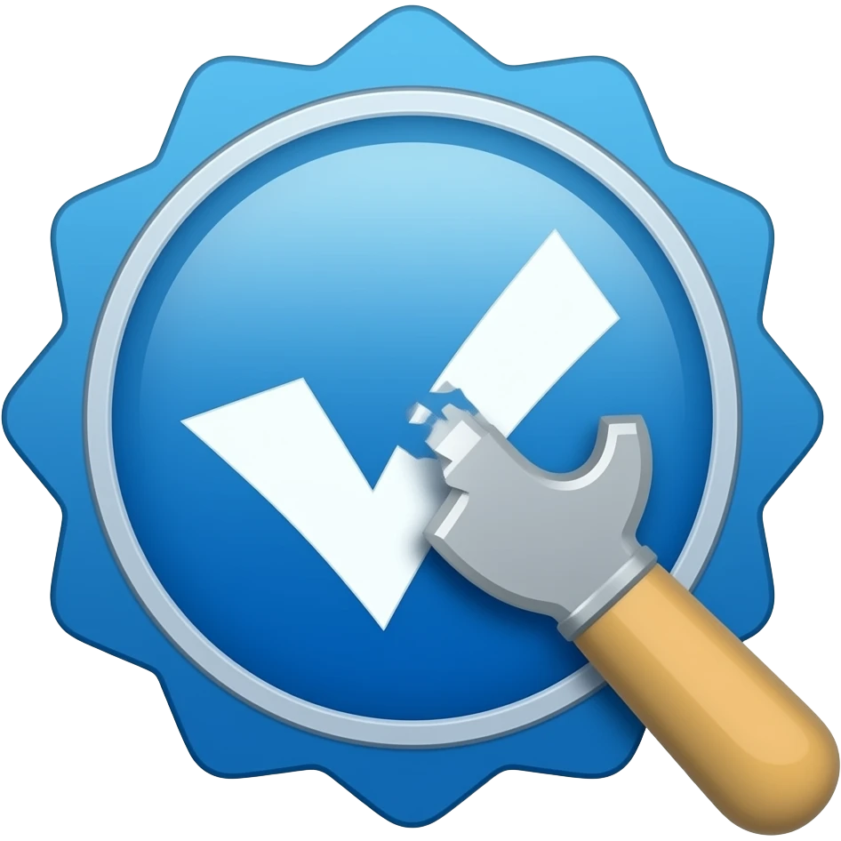 Blauer Verifizierungs hacken emoji