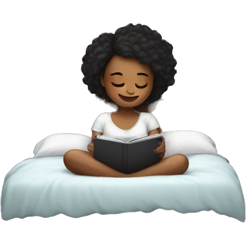 Girl in bed with kindle  emoji