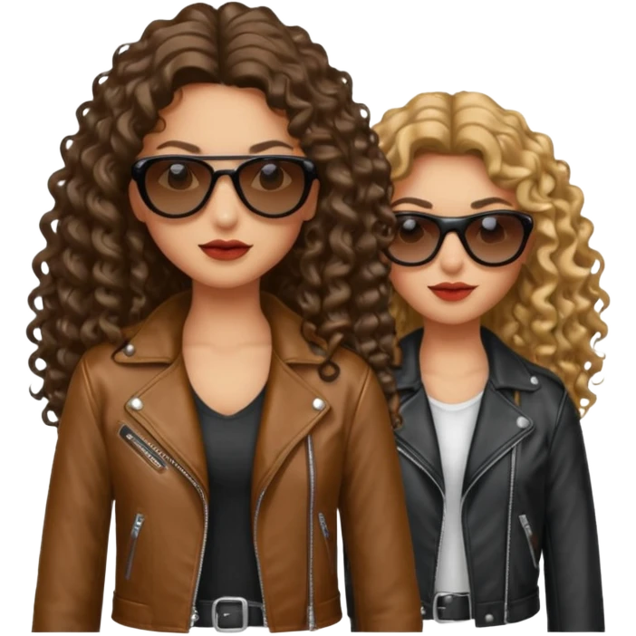 Biker Gang with Sunglasses, Girl with long curly hair, sunglasses emoji