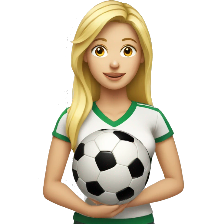 blond woman holding a soccer ball in her hand emoji