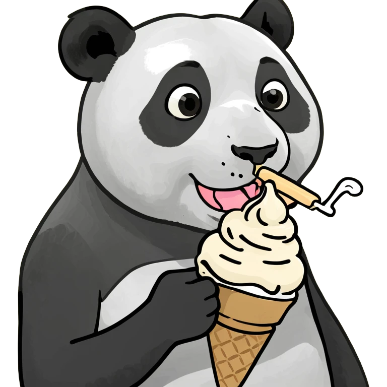 Panda eating ice cream emoji