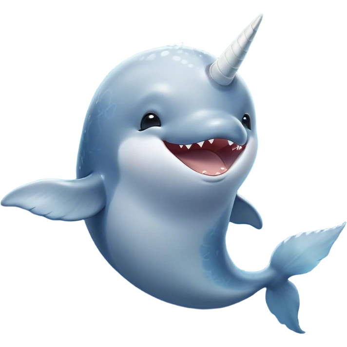 Cinematic Cute Yawning Cute Narwhal Portrait Emoji, Head tilted slightly with a dramatic, wide-open yawn, showcasing a streamlined, elegant body with a gracefully curling tusk and sleepy, half-closed eyes, Simplified yet irresistibly adorable features, highly detailed, glowing with a soft, cozy oceanic glow, high shine, relaxed yet expressive, stylized with a hint of whimsical marine ease, soft glowing outline, capturing the essence of a drowsy yet affectionate cute narwhal that appears ready to stretch and yawn its way out of the screen! emoji