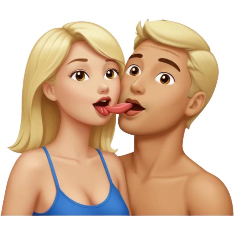 naked blonde woman licking mans neck emoji