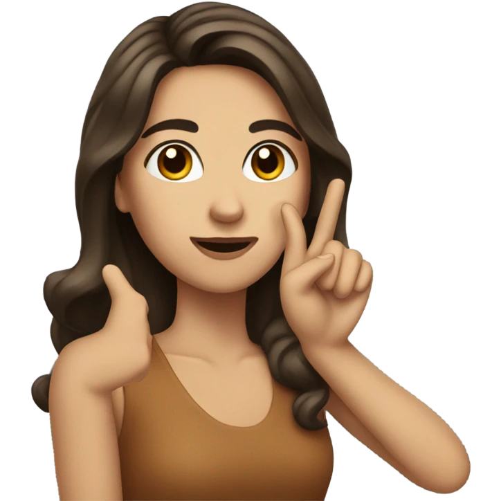 Pointing at self face brunette emoji