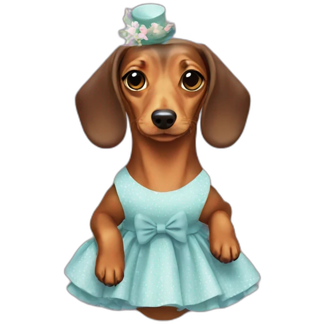 Lady Dachshund whith cute dress emoji