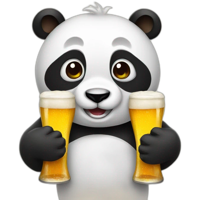 Panda with beer emoji