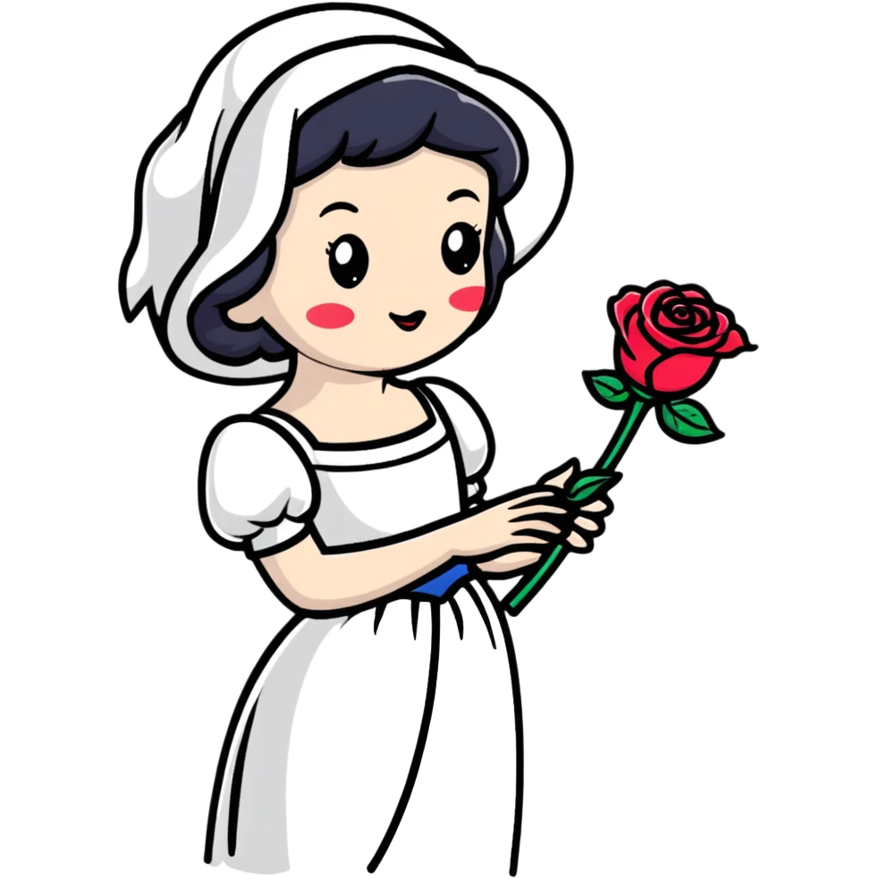 Snow White princess with a rose emoji