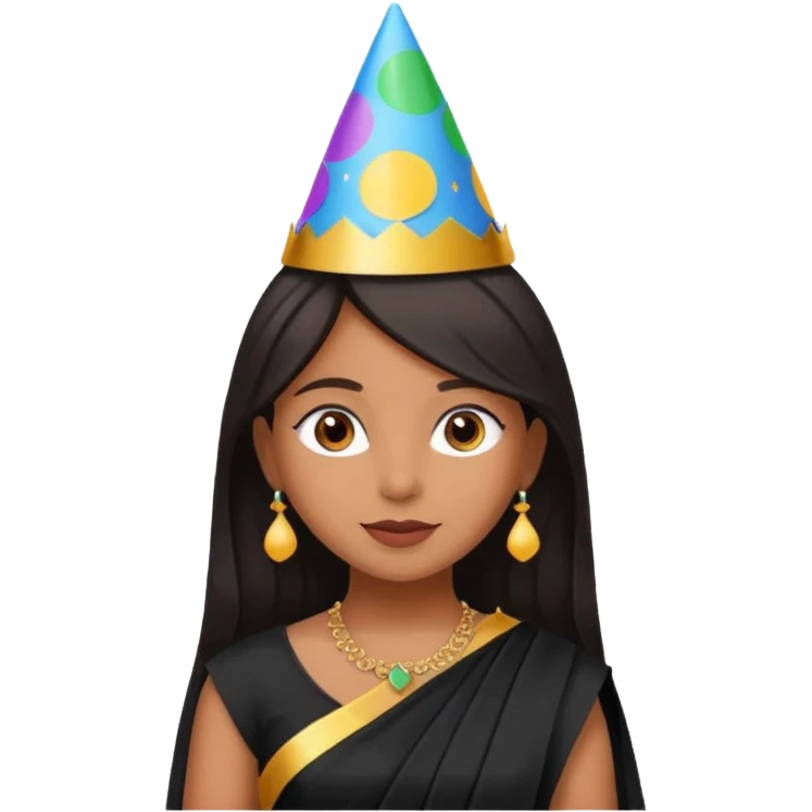 Brown girl in party wear black saree  emoji