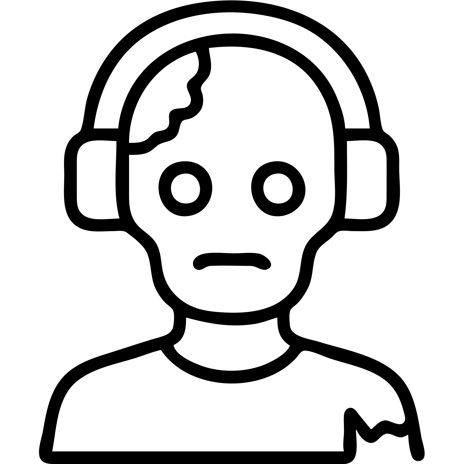 a zombie with headphones, simple black outline icon style emoji