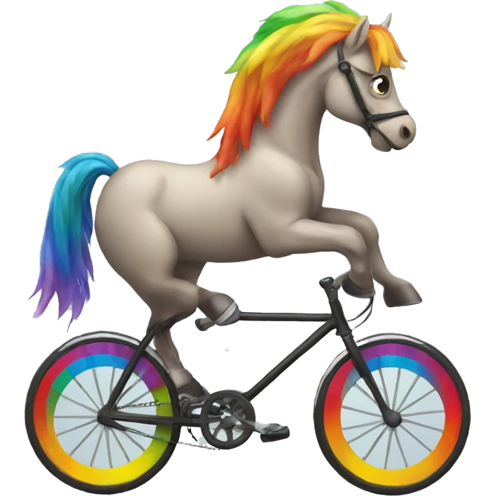 Horse with a rainbow mane riding a bicycle emoji