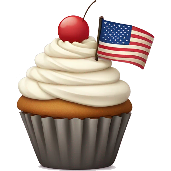 Happy cupcake with an American flag emoji