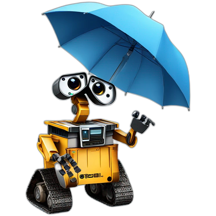 Wall-E avec un parapluie emoji