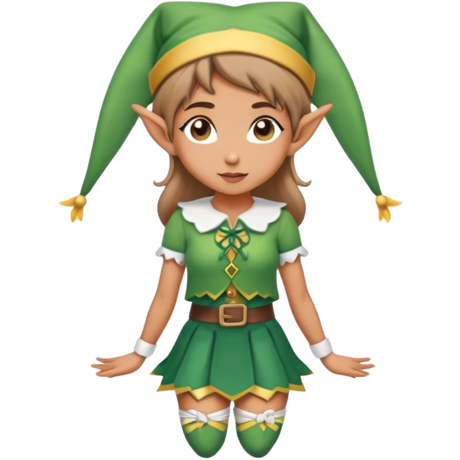Elf girl with skirt lifted & tied over head emoji