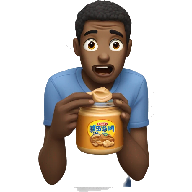a guy named tony eating peanut butter and crying emoji