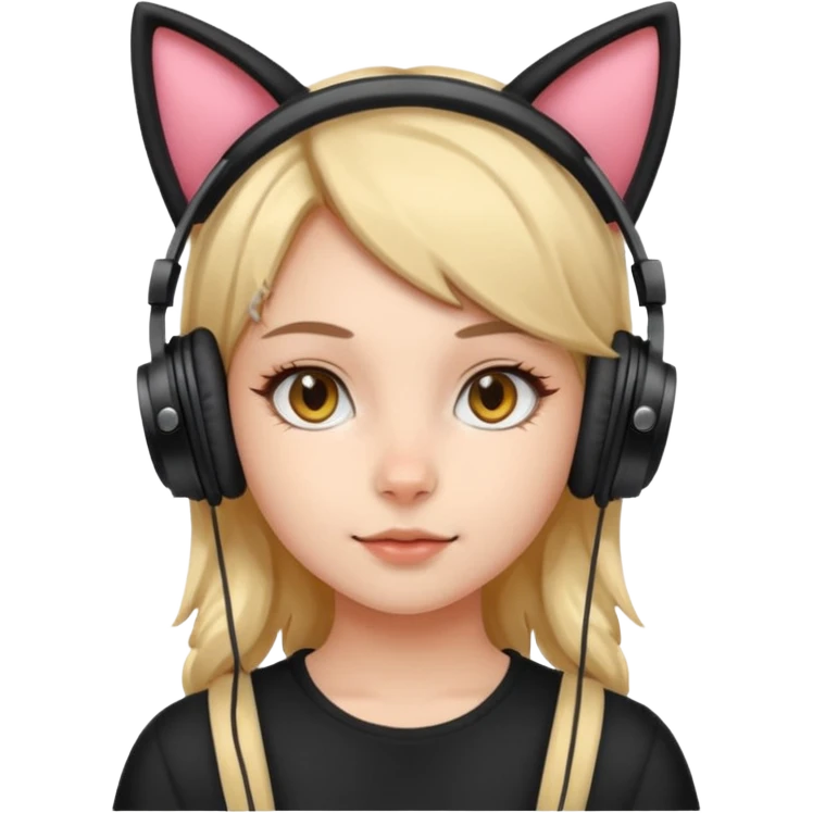 fille avec casque oreille de chat emoji
