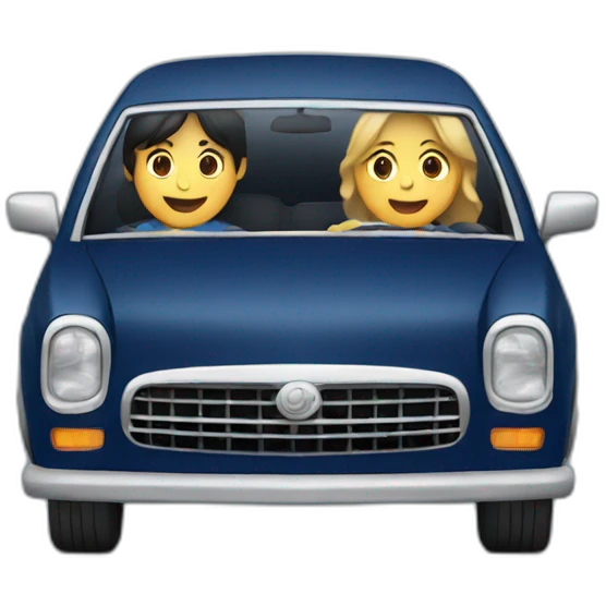 a dark blue sedan with two passengers inside  emoji