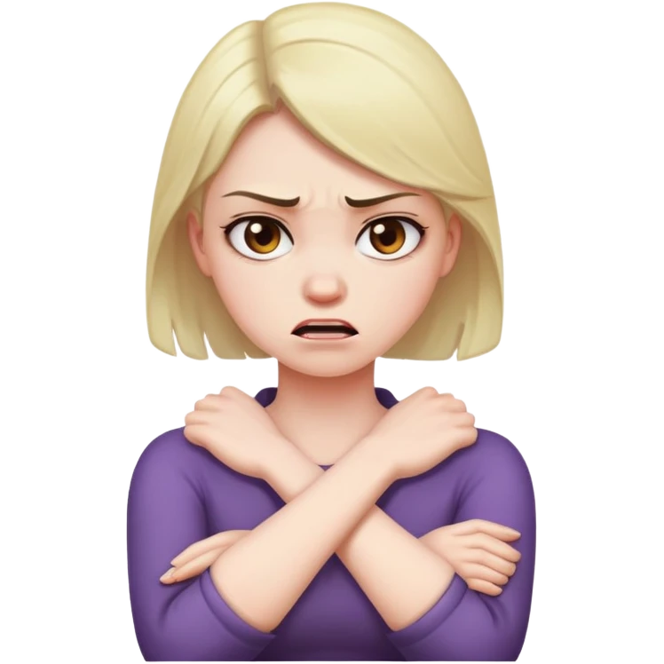 Arms crossed holding neck angry girl emoji
