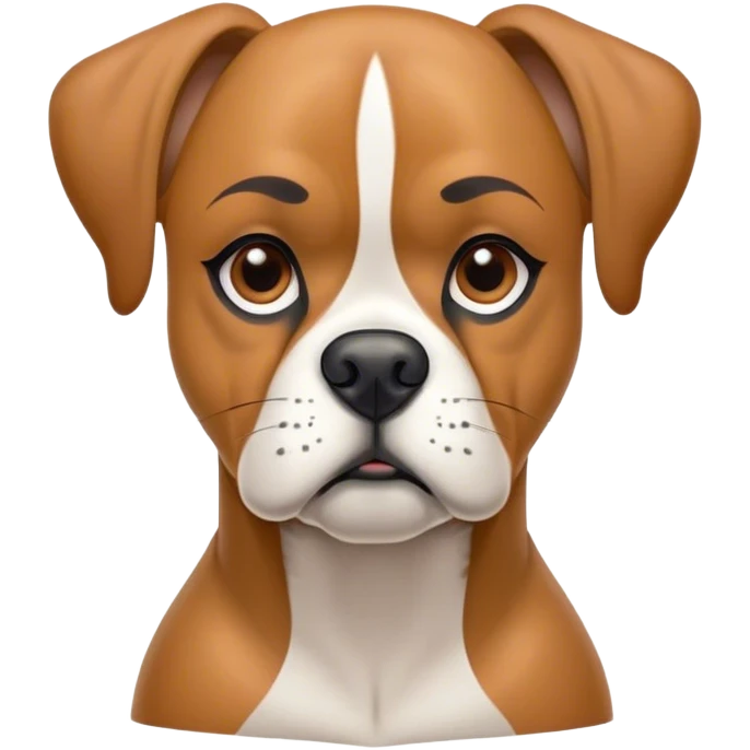 Cinematic Noble Fawn Boxer Dog Portrait Emoji, Poised and regal, with a strong, muscular build and a sleek, well-groomed fawn coat accented by a white muzzle and chest, deep-set soulful brown eyes, Simplified yet sharp and sophisticated features, highly detailed, glowing with a soft, dignified glow, high shine, intelligent and loyal, stylized with an air of strength, focused and attentive, soft glowing outline, capturing the essence of a watchful and confident guardian, so majestic it feels as though it could step out of the screen with effortless authority! emoji