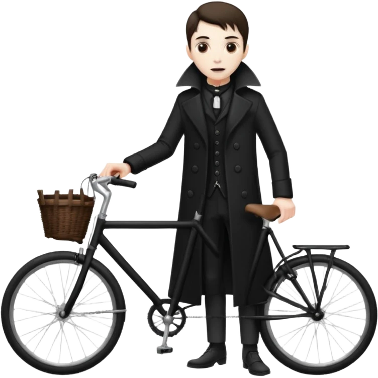 vampire stand with bicycle. emoji