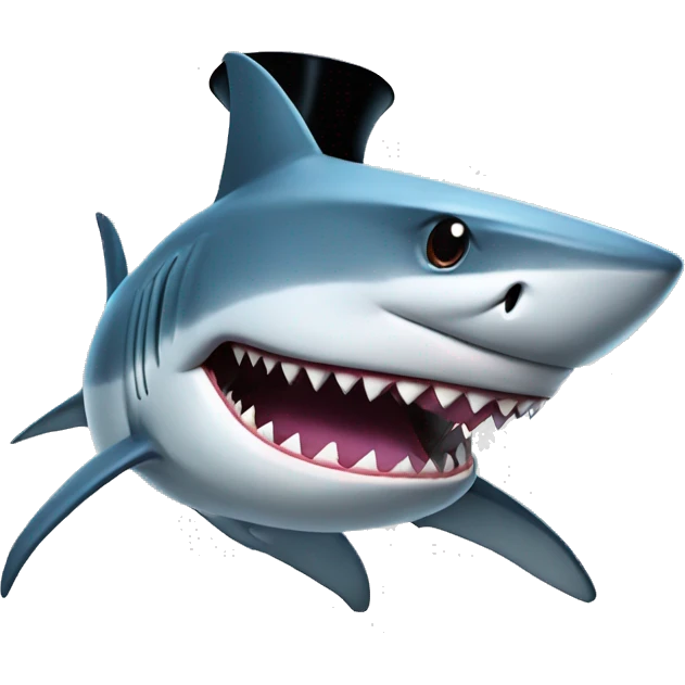 Shark with a top hat emoji
