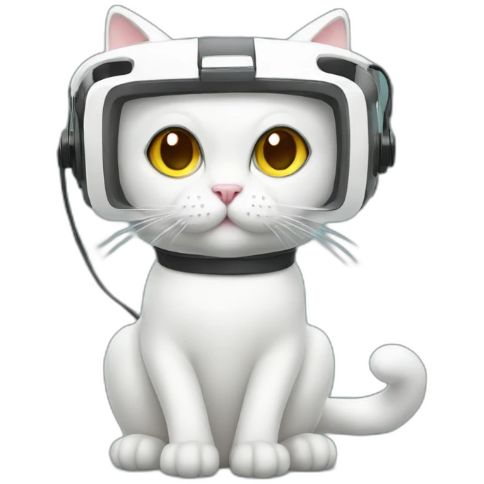 sitting white cat in vr headset christmas emoji
