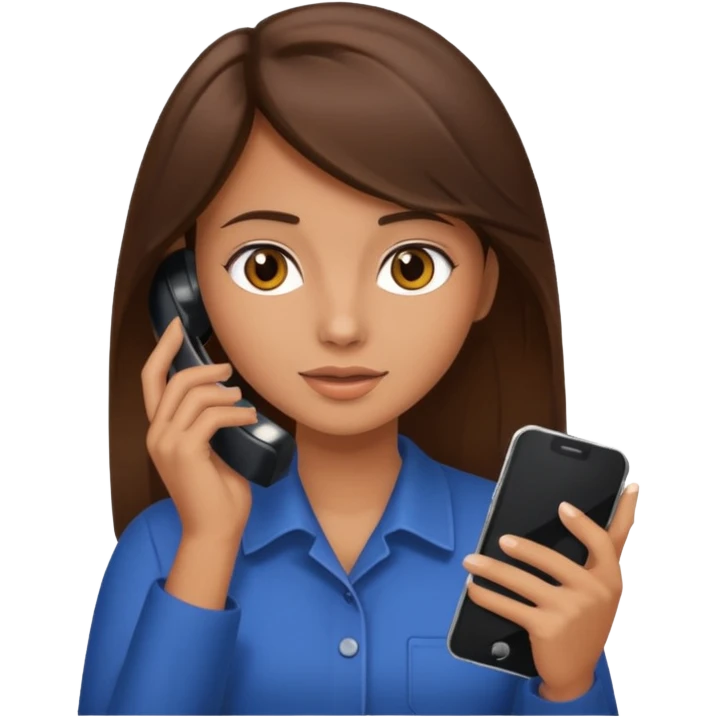 ￼ Brunette Haired Girl on the phone  emoji