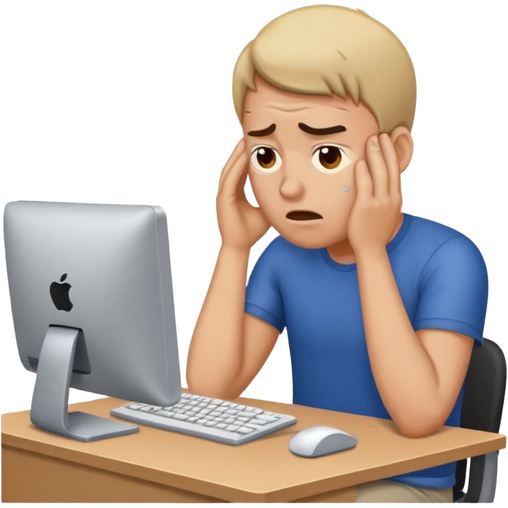 man struggling on computer emoji