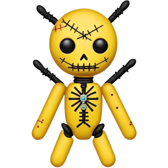 black and yellow voodoo doll emoji