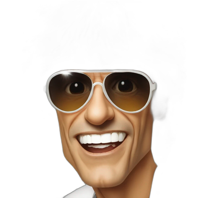 michel polnareff avec des lunettes de soleil blanches et expression de visage neutre emoji