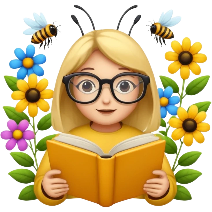 bees reading books + flowers emoji