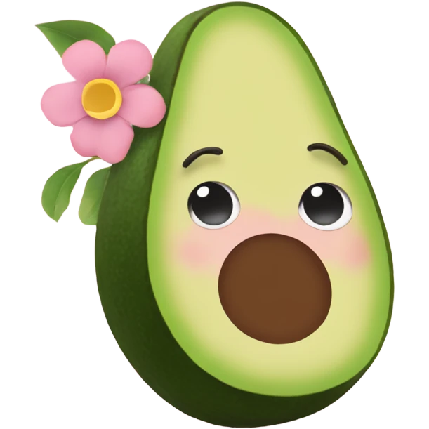 Cute avacado with pale pink flower emoji